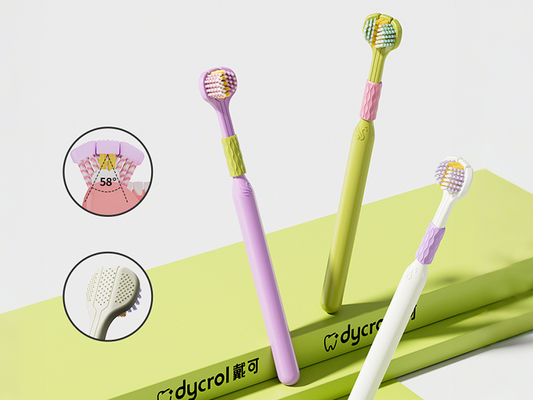 Three sided toothbrush