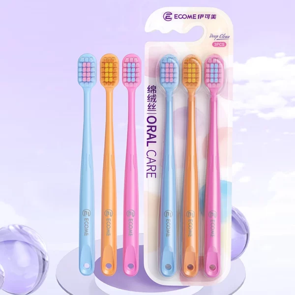 ECOME E905 Ultra-Soft Toothbrush 3-Pack