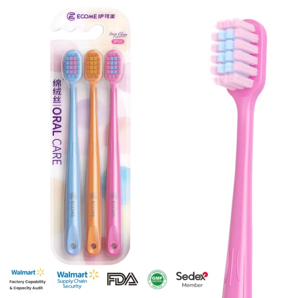 ECOME E905 Ultra-Soft Toothbrush 3-Pack