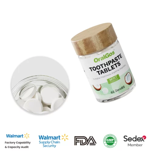 OralGos 060 Toothpaste Tablets – Fluoride-Free Mint Formula for Travel & Daily Use