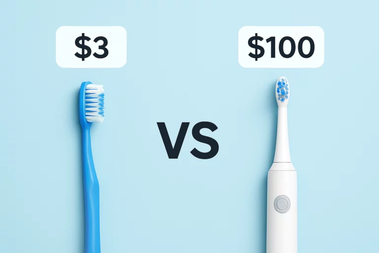 Manual toothbrush vs electric toothbrush price comparison ($3 vs $100)
